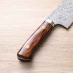 saji-n170-r2-a-3 佐治武士 菜切 170mm <br>R2粉末HSS鋼 大馬士革 沙漠鐵木柄