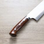 saji-nakiri170-as-3 佐治武士 菜切 170mm 青紙鋼 有色大馬士革 沙漠鐵木柄