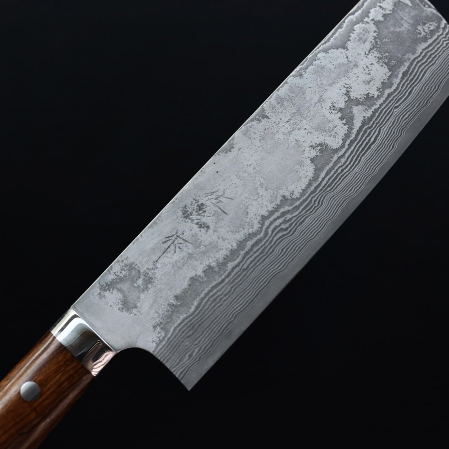 佐治武士 菜切 170mm VG10鋼 31層鎳染大馬士革 沙漠鐵木柄
