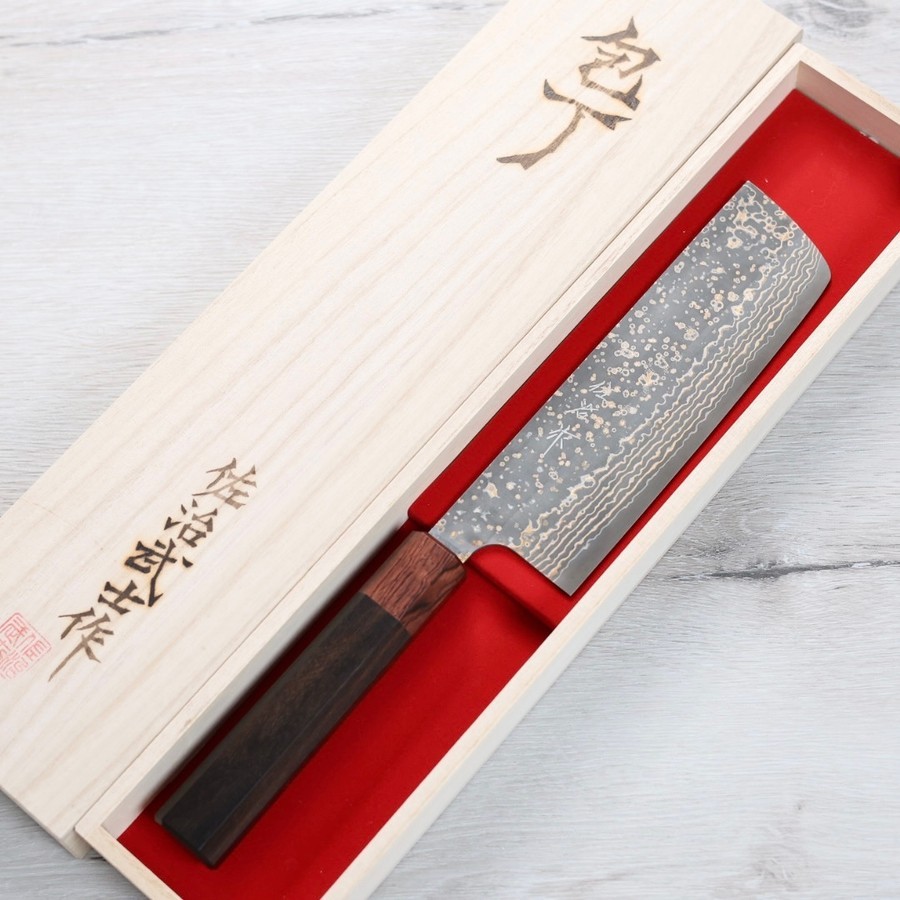 佐治武士 菜切 165mm VG10W鋼 黑金大馬士革