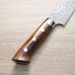 saji-p130-r2a-3 佐治武士 蔬果 130mm R2粉末鋼<br>大馬士革 沙漠鐵木柄