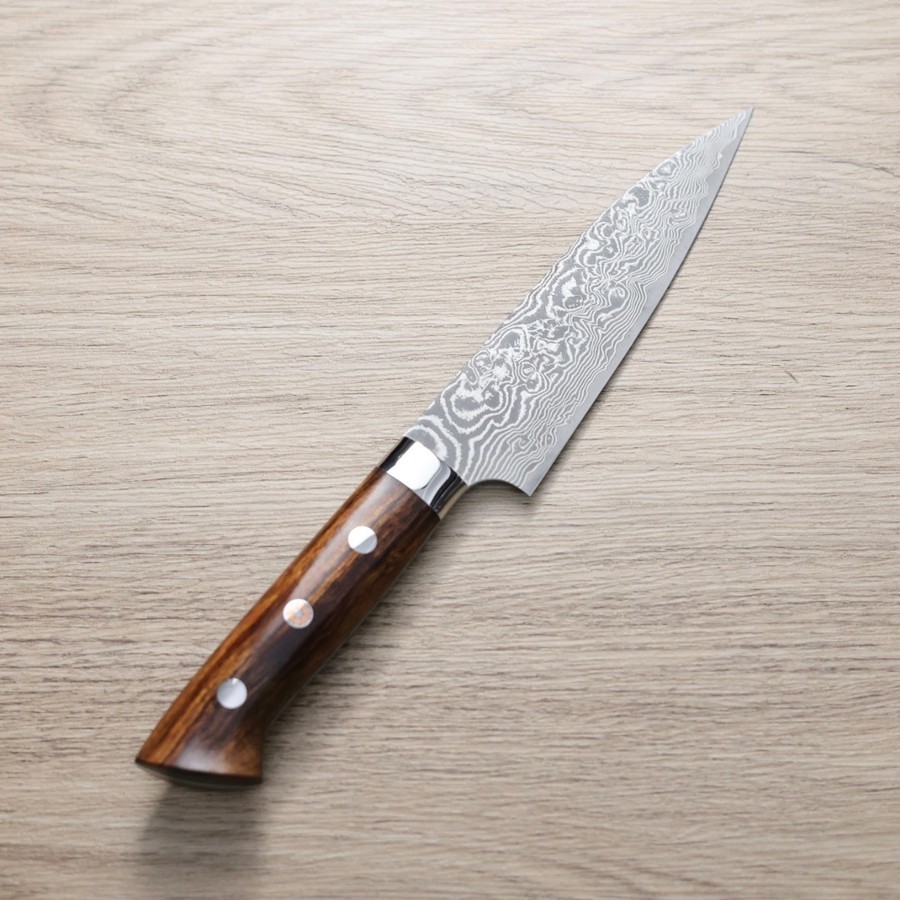 saji-p130-r2a 佐治武士 蔬果 130mm R2粉末鋼<br>大馬士革 沙漠鐵木柄