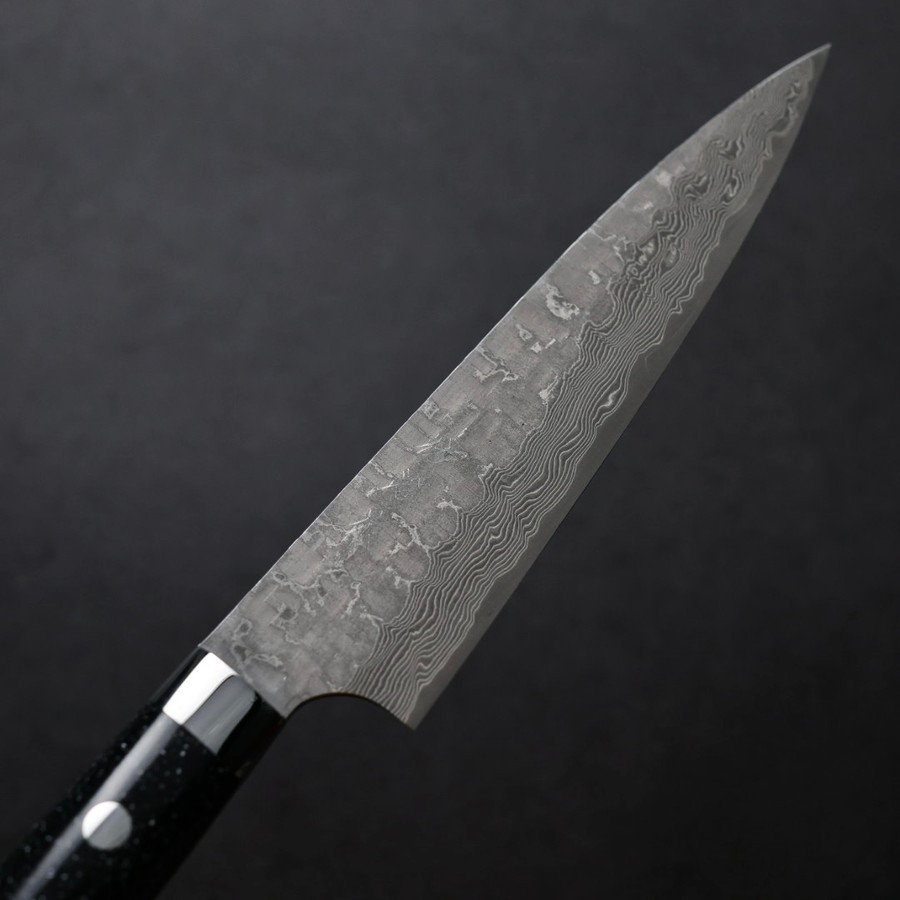 saji-p150-vg10ja-1-5-1 佐治武士 蔬果 150mm VG10鋼<br>十字鎚目 黑染大馬士革 壓克力柄