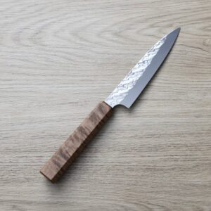 saji-petty130-sgtb 佐治武士 蔬果刀 130mm SG Strix鋼<br>鎚目 壓克力柄