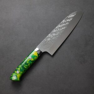 saji-s165-sgta 佐治武士 三德 180mm SG Strix鋼 鎚目 綠壓克力柄
