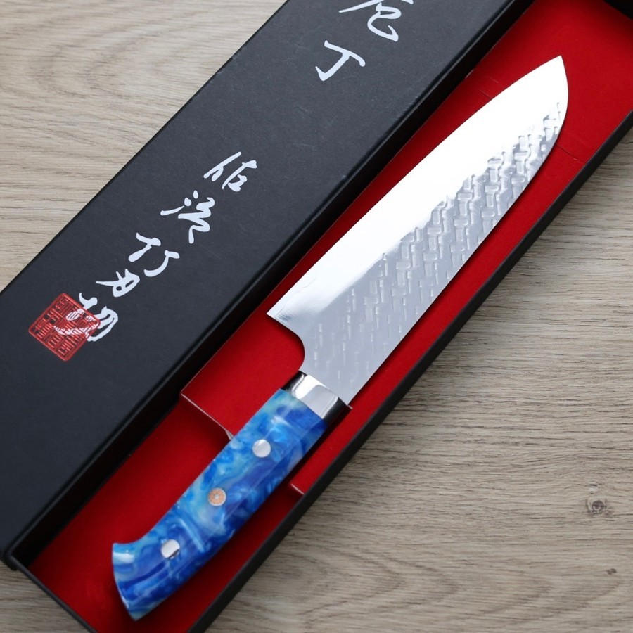佐治武士 三德 180mm SG Strix鋼<br>鎚目 壓克力柄