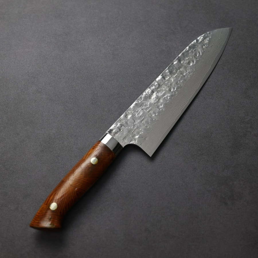 saji-s180-vg10da 佐治武士 三德 180mm VG10鋼 鎚目大馬士革 組子木柄