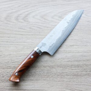 佐治武士 三德 180mm VG10鋼 31層鎳染大馬士革 沙漠鐵木柄
