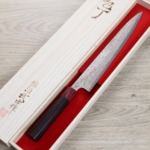 saji-sj270-vg10nj-2 佐治武士 筋引 270mm VG10鋼 黑染霓虹大馬士革 紫檀柄