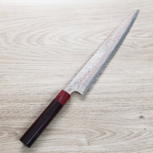 saji-sj270-vg10nj 佐治武士 筋引 270mm VG10鋼 黑染霓虹大馬士革 紫檀柄