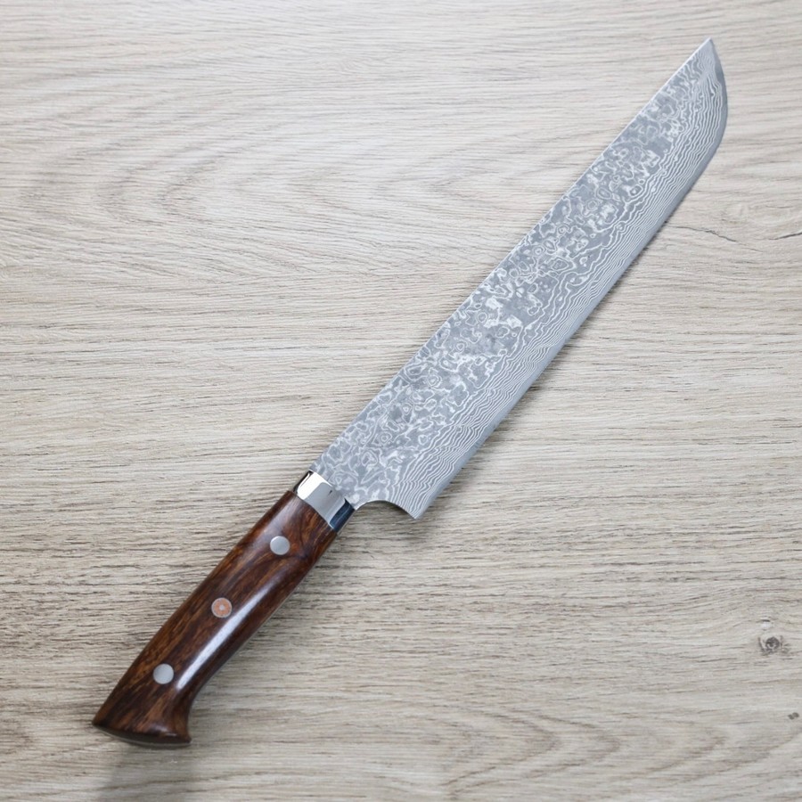 佐治武士 寬版先丸筋引 240mm <br>SG2鋼 黑染大馬士革