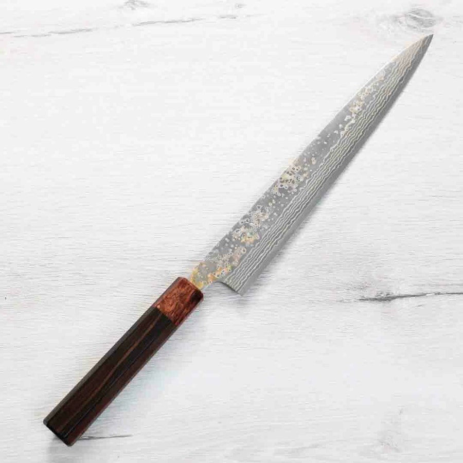 saji-suji270-vg10w-1 佐治武士 筋引 270mm VG10W鋼<br> 黑金大馬士革