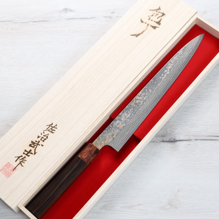 saji-suji270-vg10w-2-1 佐治武士 筋引 270mm VG10W鋼<br> 黑金大馬士革