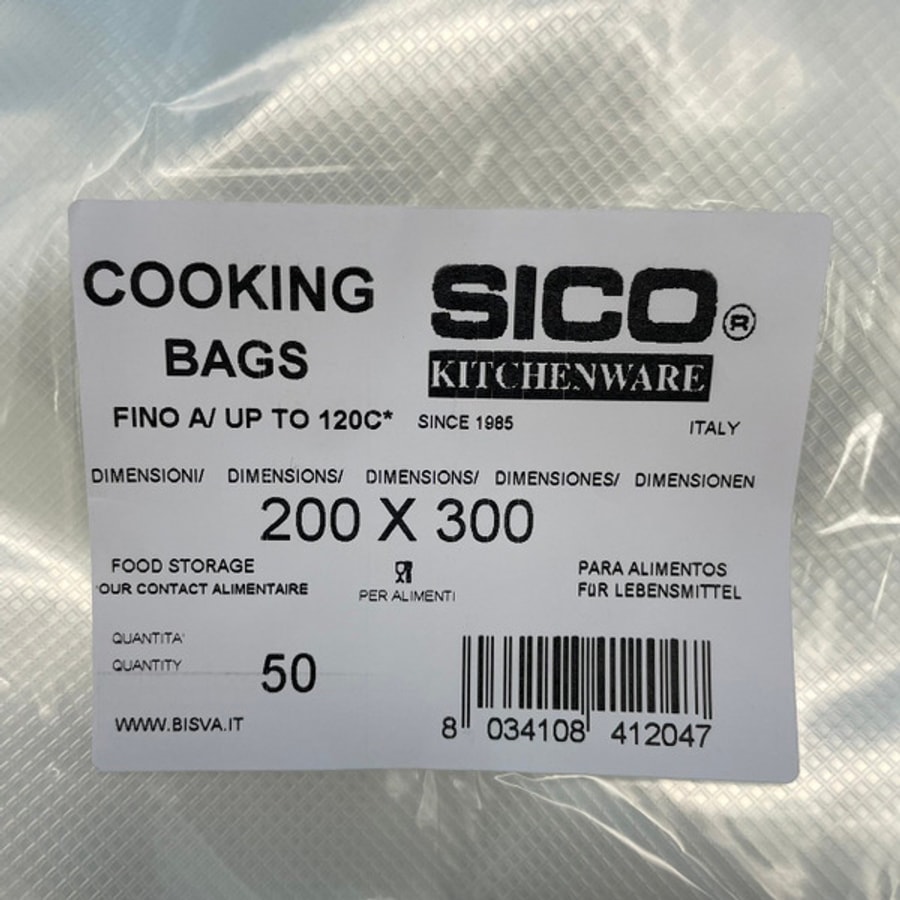 SICO舒肥專用耐熱120度真空包裝袋15x35cm 20x30cm 25x35cm 厚90μ(50個/包)