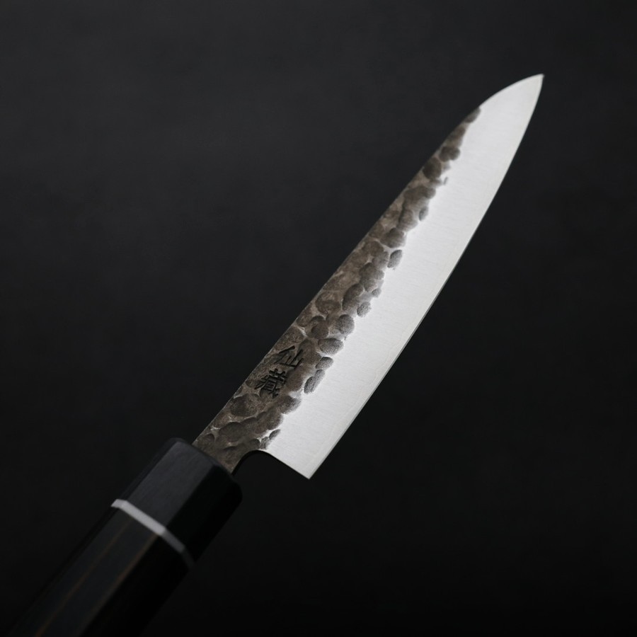 senzo-p130-sgt-5 仙藏 蔬果刀 130mm SG strix粉末鋼 黑打鎚目