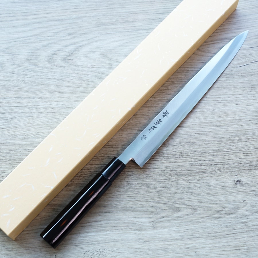 st-06204-2 堺孝行 四季彩 曙 正夫柳刃 270mm 白三鋼/付鞘