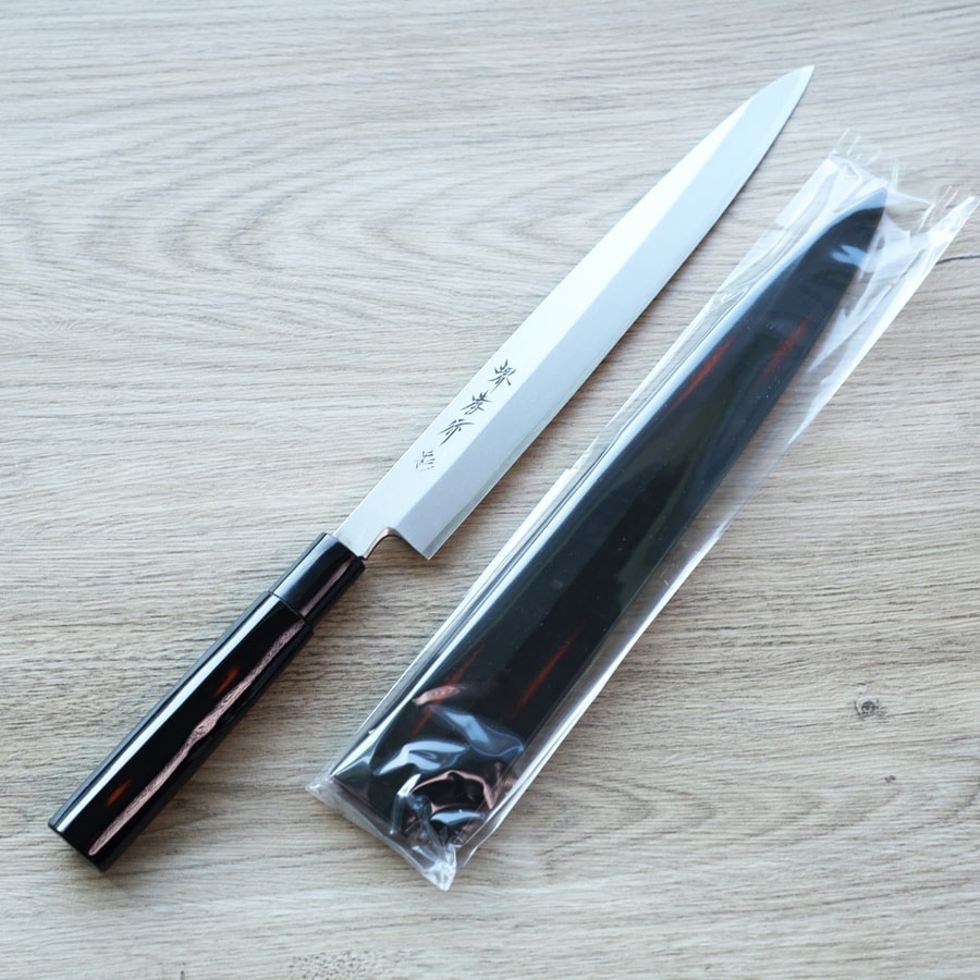 st-06204-6 堺孝行 四季彩 曙 正夫柳刃 270mm 白三鋼/付鞘