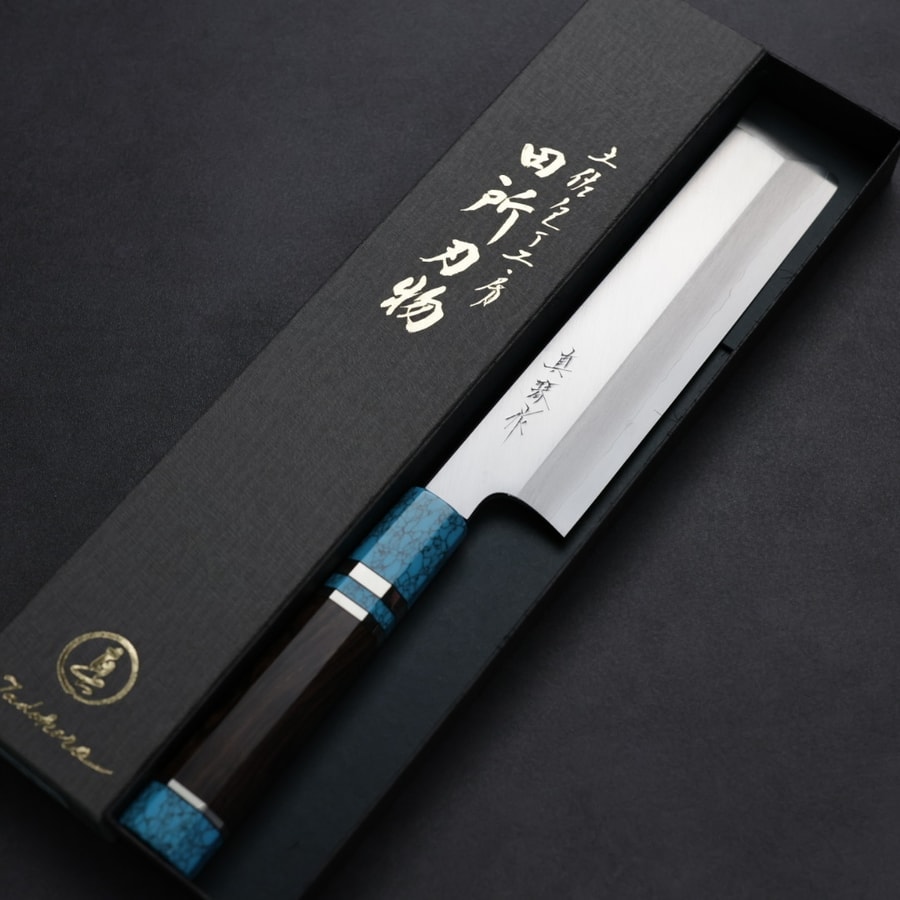 田所真琴 薄刃 180mm 銀三鋼 藍松石黑檀柄