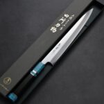 田所真琴 切付柳刃 白紙1號鋼 鏡面 藍松石黑檀柄