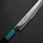 田所真琴 切付柳刃 白紙1號鋼 鏡面 藍松石黑檀柄