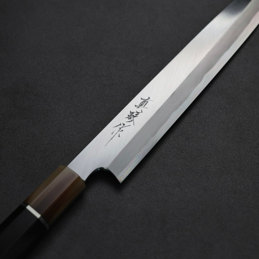 田所真琴 柳刃 白紙鋼 鏡面 水牛黑檀柄