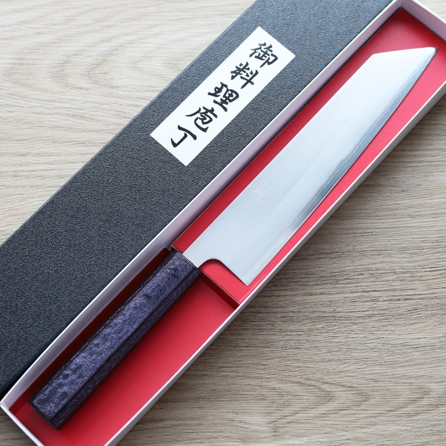tsunehisa-kgyuto-210sk1-2 恆久 切付牛刀 210mm 白紙鋼 樫紫柄
