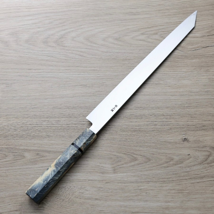 山脇刃物/鄉右馬允義弘 切付柳刃<br>300mm 銀三綱 鏡面血流