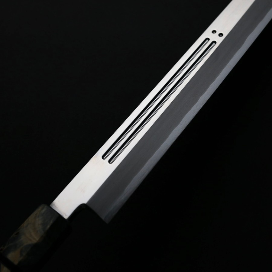 山脇刃物/鄉右馬允義弘 切付柳刃<br>300mm 銀三綱 鏡面血流