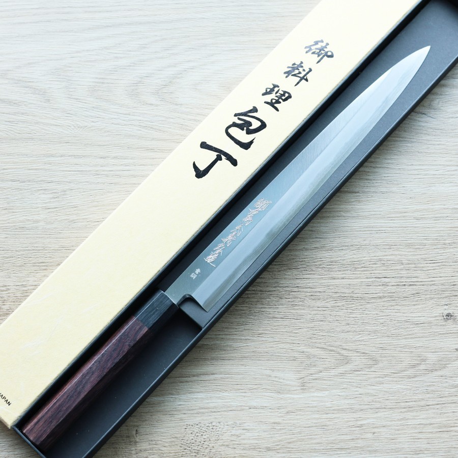 yamawaki-yanagi-270ak-2 山脇刃物/鄉右馬允義弘 柳刃 270mm 本鍛鍊 青紙鋼/附刀鞘