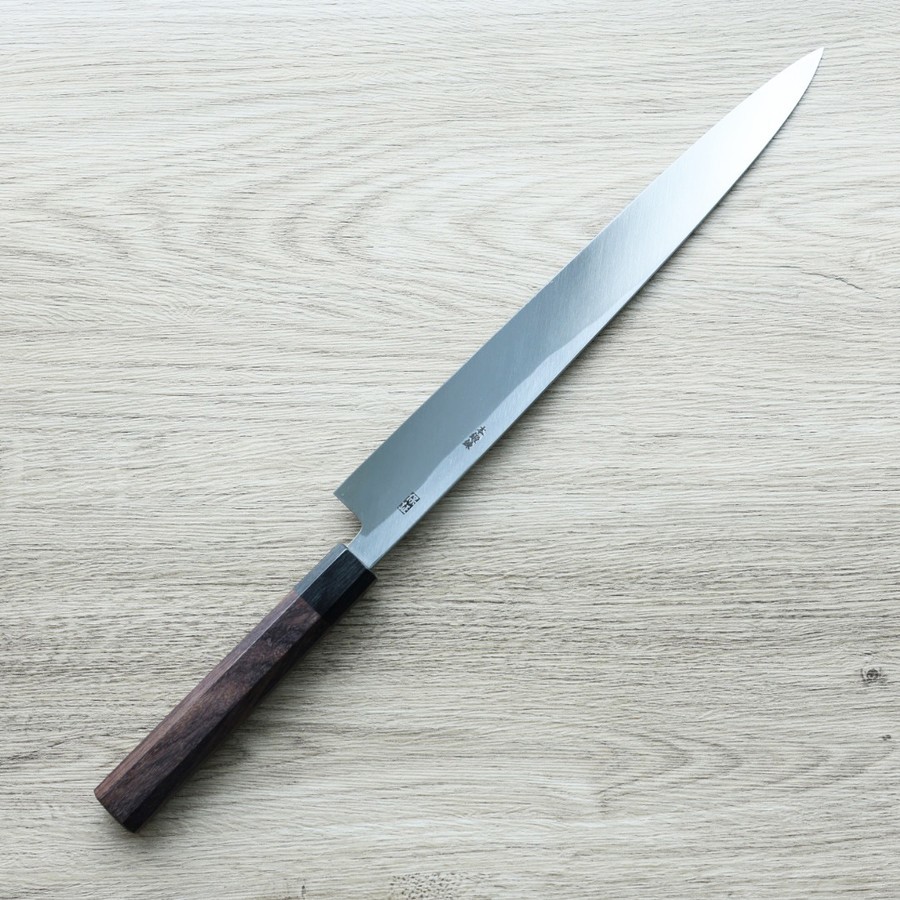 yamawaki-yanagi-270ak-3 山脇刃物/鄉右馬允義弘 柳刃 270mm 本鍛鍊 青紙鋼/附刀鞘