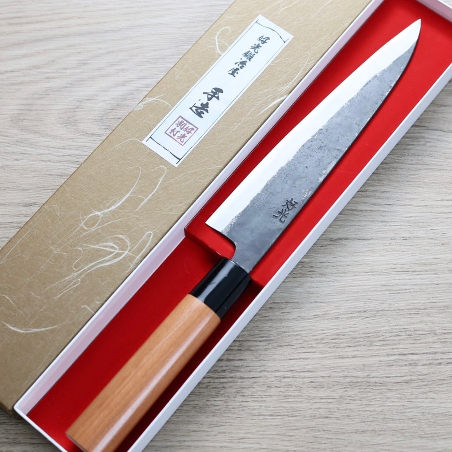 yosimitu-g180-s-2-1 好光 牛刀 180mm 白紙鋼 黑打 櫻桃木柄