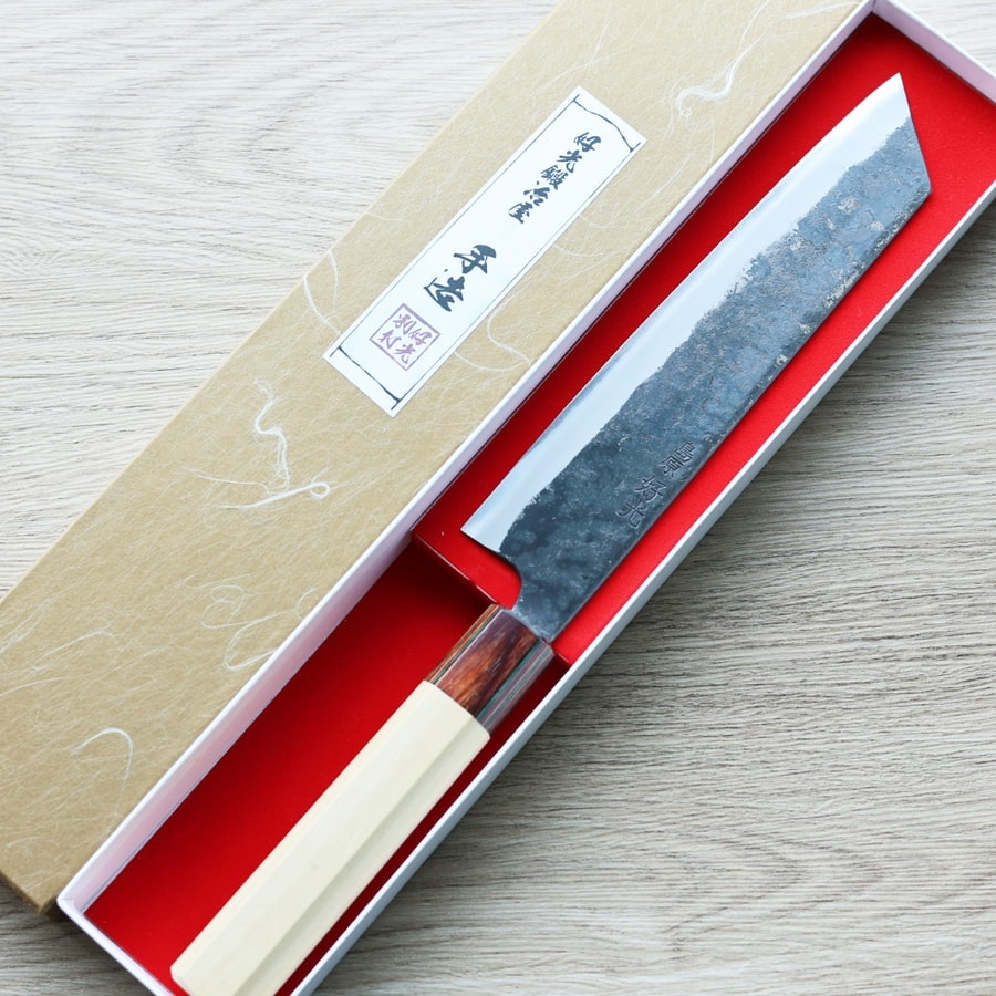 好光 切付牛刀 190mm 白紙鋼 黑打