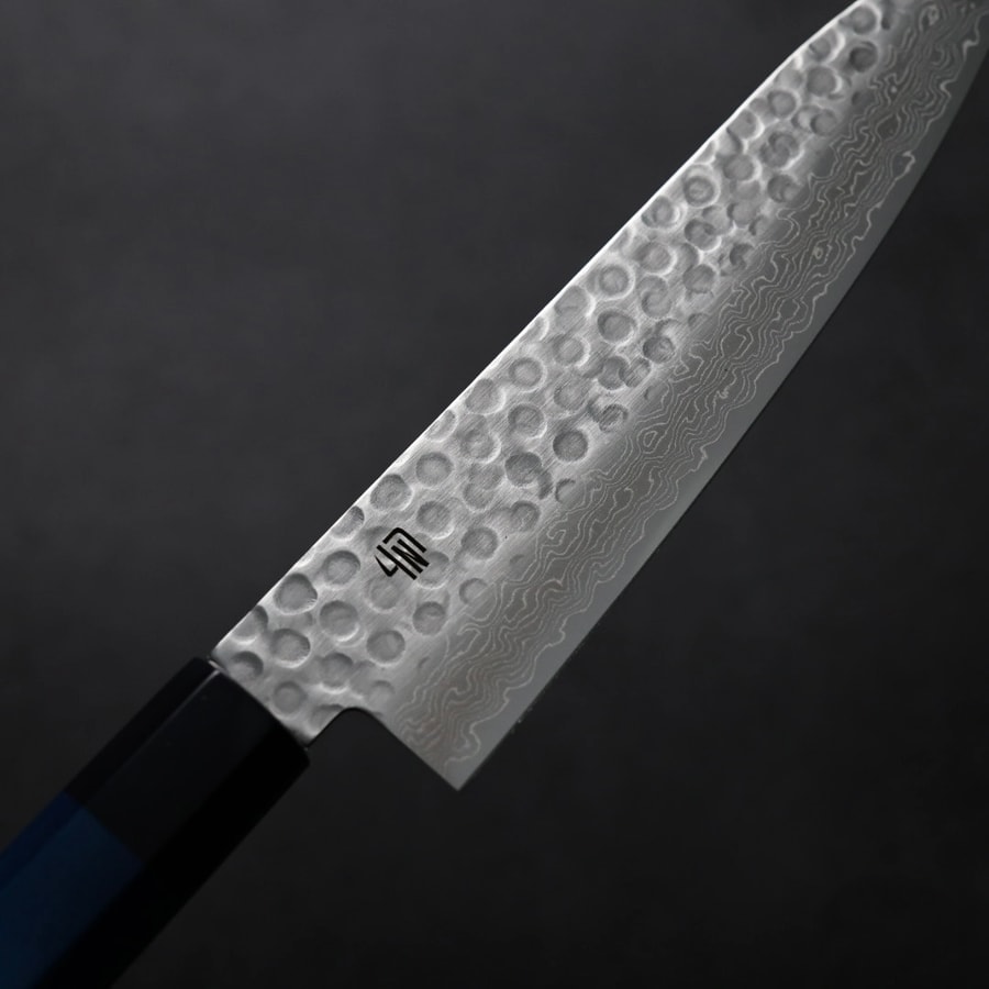 ai-bn180-vg10-7 藍包丁 新萬能刀 180mm VG10鋼 鎚目 大馬士革