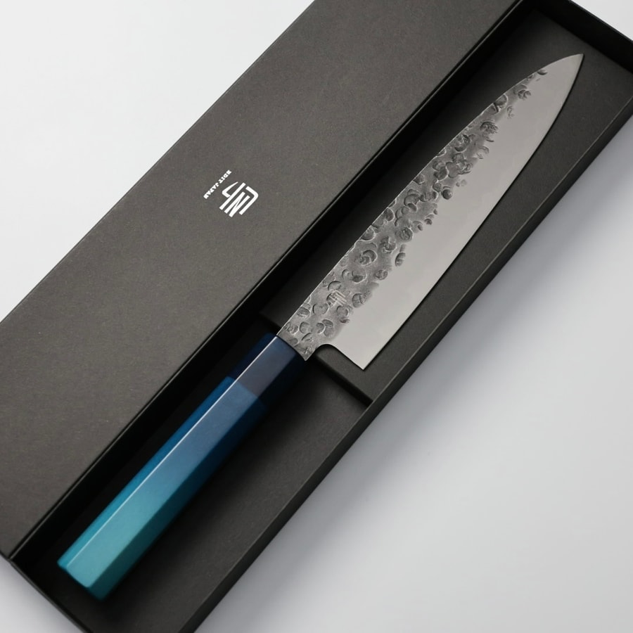 藍包丁 牛刀 210mm 鉬釩鋼 黑打鎚目:圖片 2