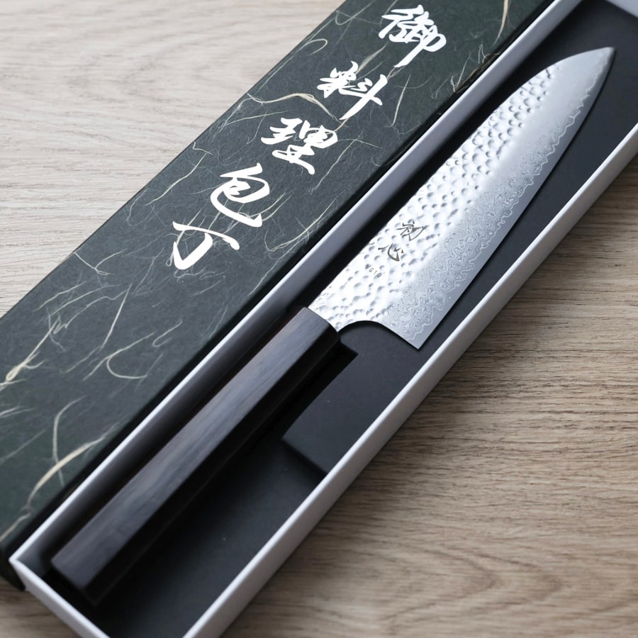 初心 鷹 三德 170mm VG10鋼 鎚目 大馬士革:圖片 2