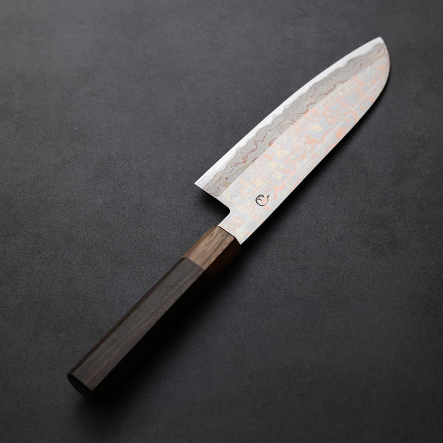 hinoura-s165ku-ys-4 日野浦刃物 味方屋 三德 165mm<br>青紙鋼 有色大馬士革