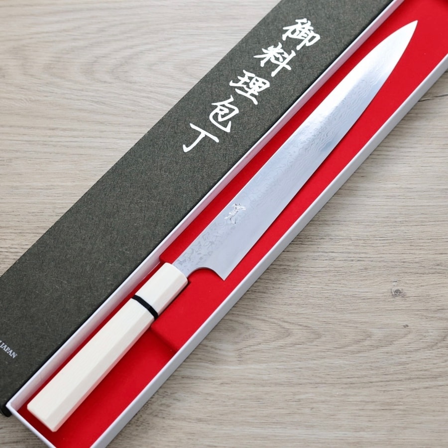 彌氏良寬 柳刃 300mm 青紙鋼 墨流:圖片 2