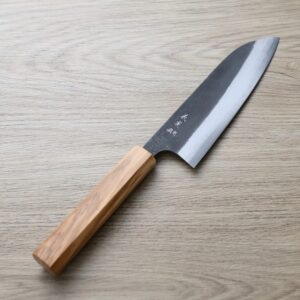 katoyoshimi-santoku-as 加藤義實 三德刀 170mm 青紙超級鋼 黑打墨流