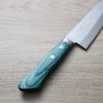 matsutani-gyuto-vg10-skg-3 增谷訓生 牛刀 180mm VG10鋼 鎚目大馬士革 雪華 綠柄