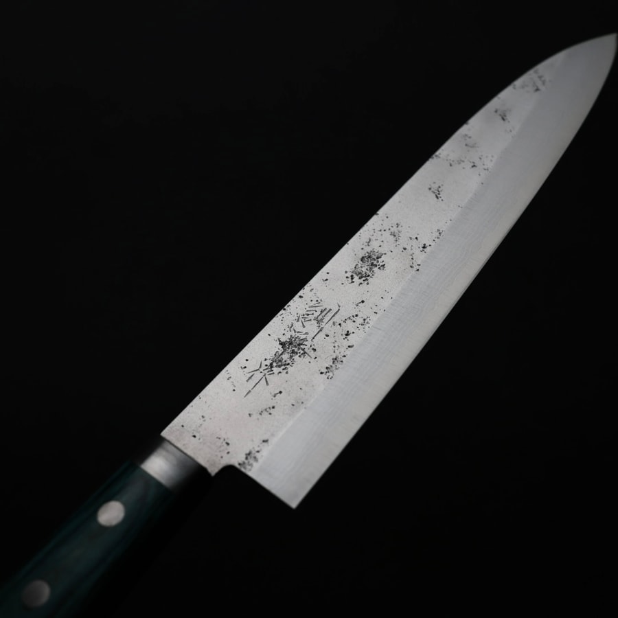 matsutani-gyuto-vg10-skg-5 增谷訓生 牛刀 180mm VG10鋼 鎚目大馬士革 雪華 綠柄