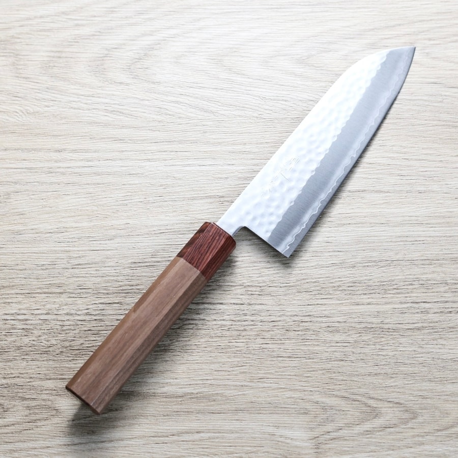 matsutani-santoku-vg1-w 增谷訓生 三德刀 170mm VG1鋼 鎚目 和柄
