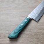 matsutani-santoku-vg1g-3 增谷訓生 三德刀 165mm VG1鋼 鎚目 綠柄