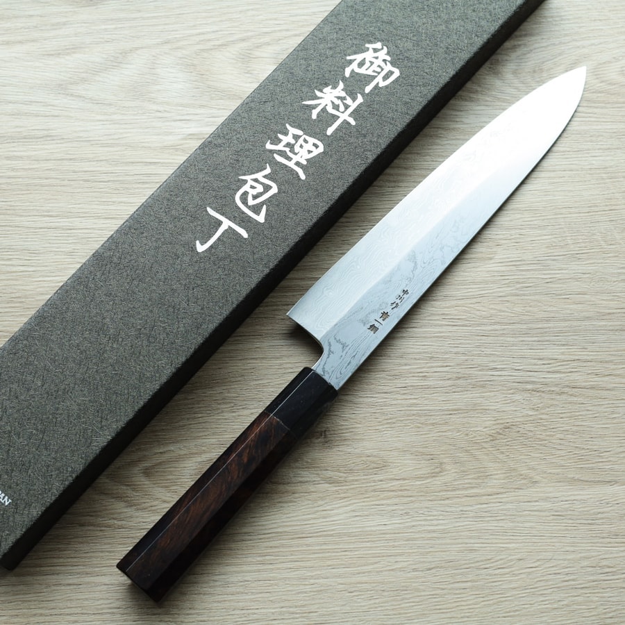 中川打刃物 牛刀 240mm 青一鋼 墨流:圖片 2