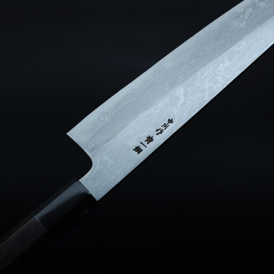 中川打刃物 牛刀 240mm 青一鋼 墨流:圖片 3