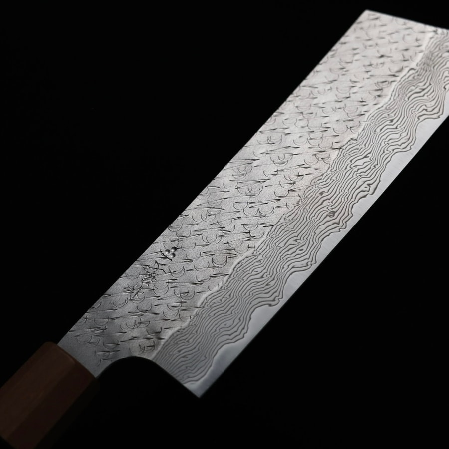 二唐刃物 菜切 180mm<br>SG Strix粉末HSS鋼 鎚目大馬士革:圖片 6