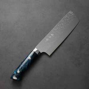 saji-n165-sgta-1-1-1 佐治武士 菜切 170mm SG Strix鋼 鎚目 藍壓克力柄