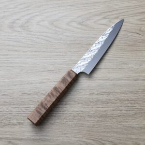 saji-petty130-sgtb 佐治武士 蔬果刀 130mm SG Strix鋼<br>鎚目 穩定木柄