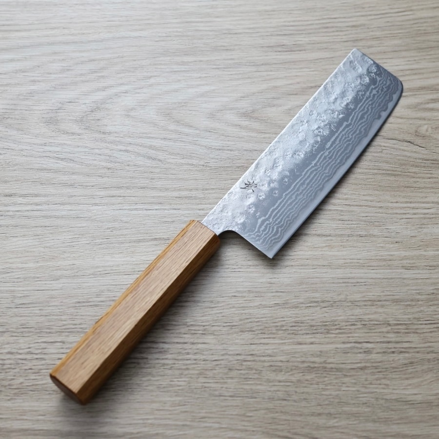 作SAKU 壱 菜切 165mm 440C鋼 鎚目大馬士革
