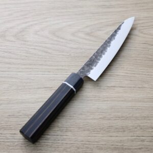 senzo-p130-sgt 仙藏 蔬果刀 130mm SG strix粉末鋼 黑打鎚目