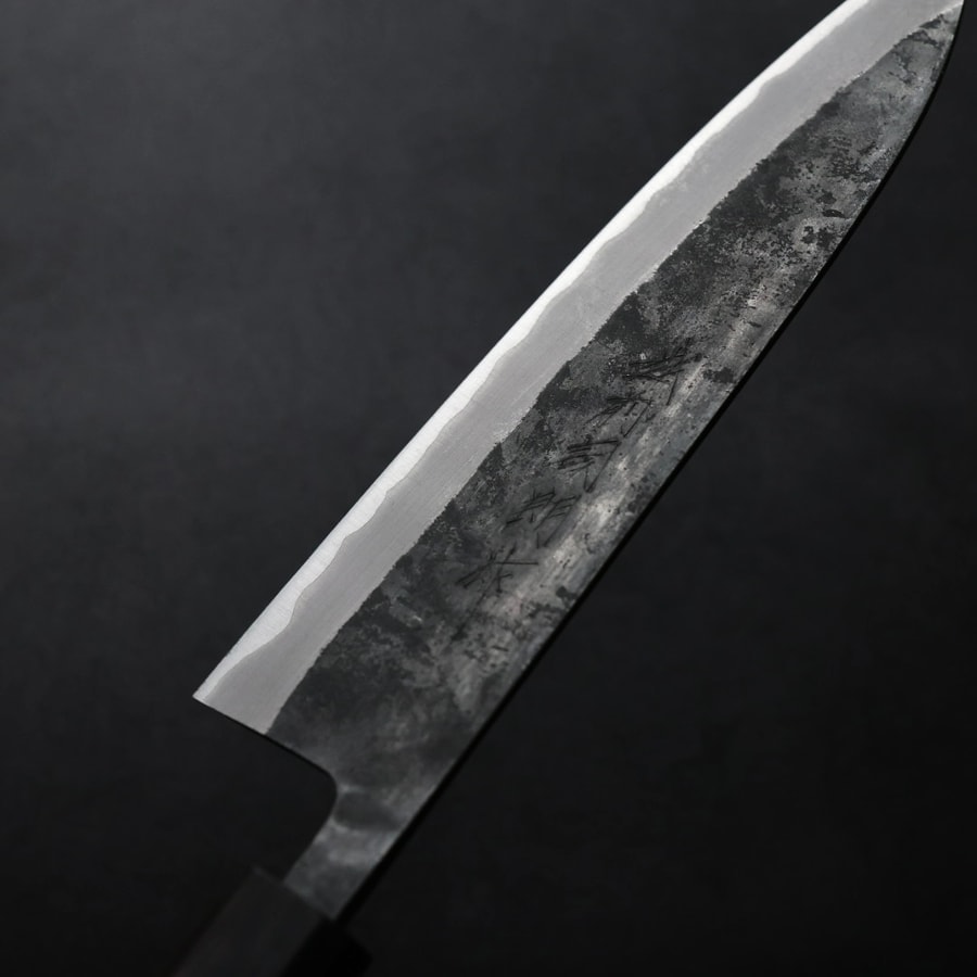 shiro-g210-as-5 加茂詞朗 牛刀 210mm <br>青紙超級鋼 黑打